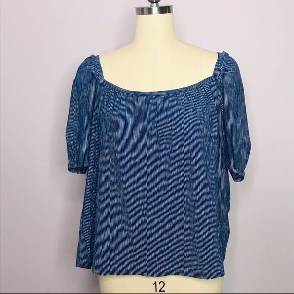 Anthropologie x Postage Stamp Blue Stripe Top - Picture 1 of 6